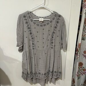 Knox Rose Embroidered Blouse - 1X